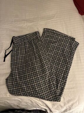 Men's Plaid Thick Flannel Lounge Pants - Gray/Black US XL